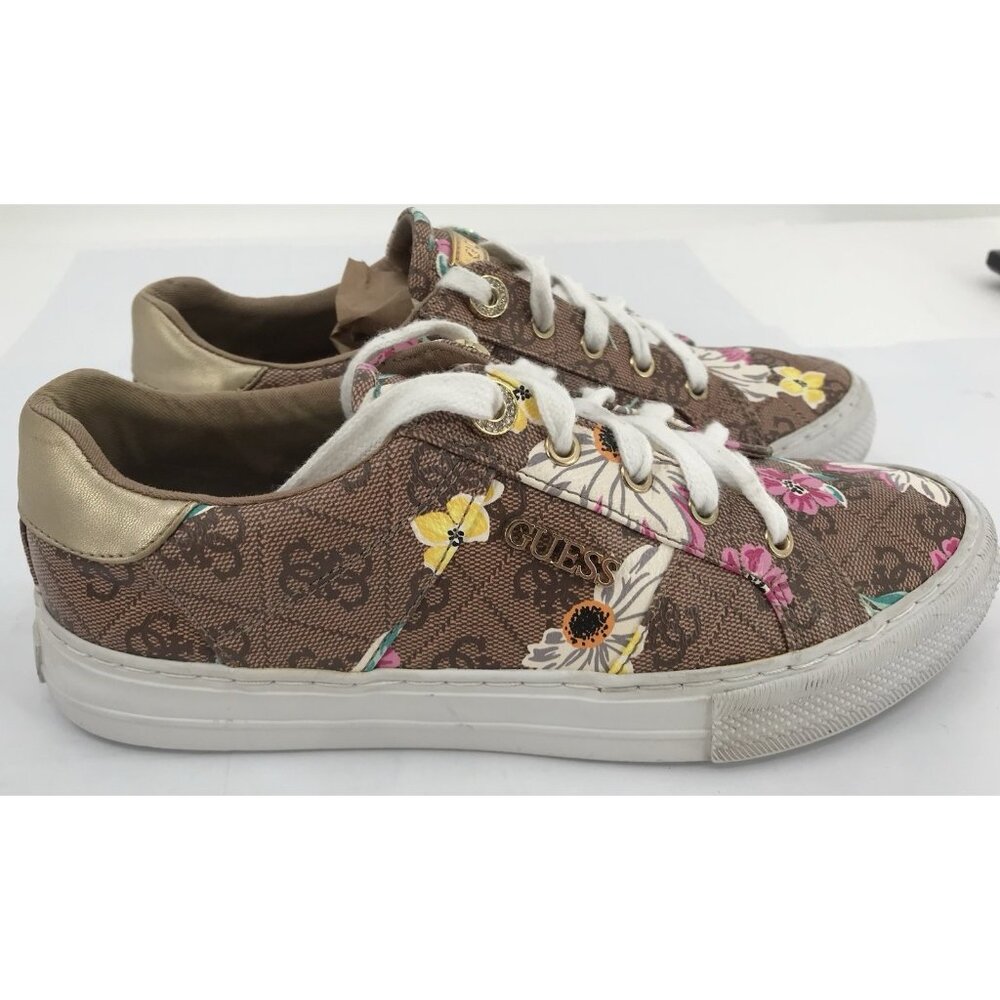 Guess Sneakers‎ Women's Size 7.5 Loven Casual Lace-up Brown Floral - Picture 7 of 14